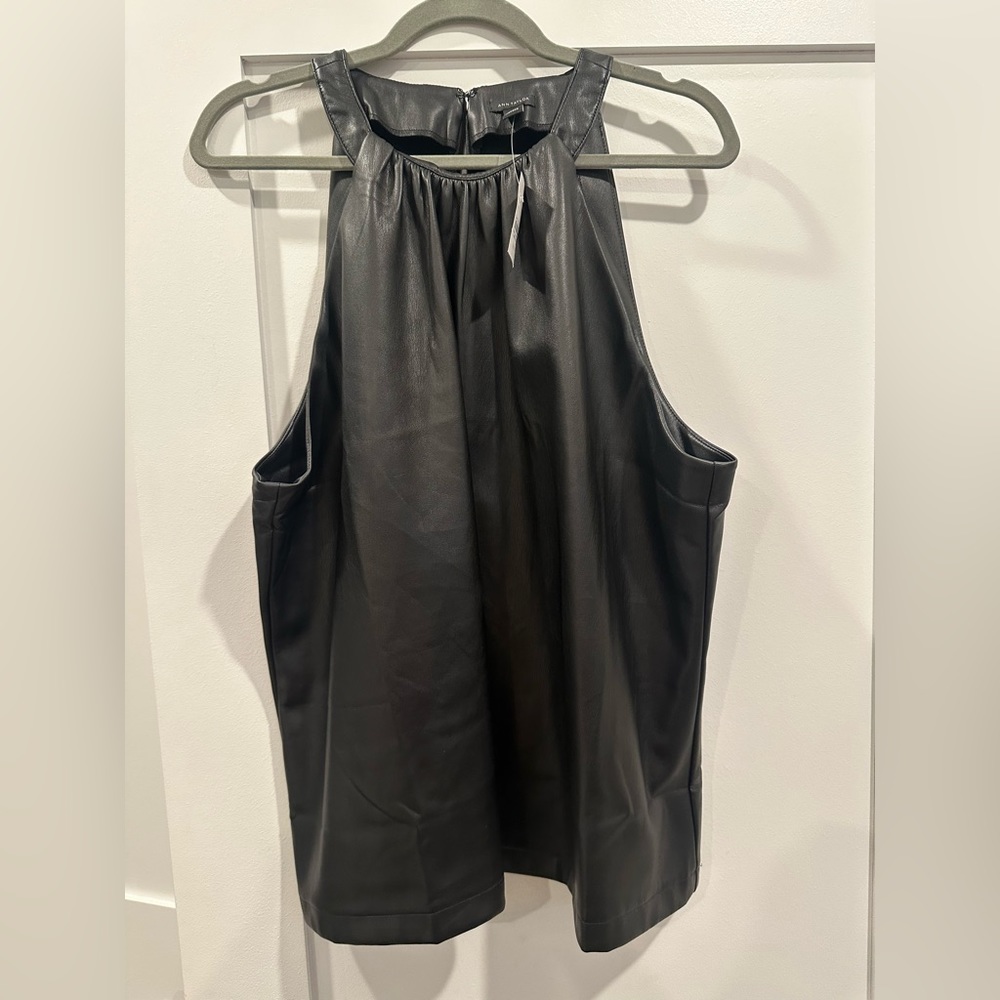 NWT Ann Taylor Faux Leather Halter Top